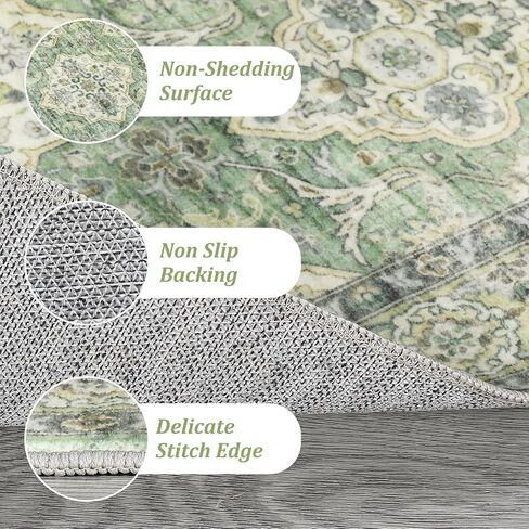 Area Rug 9x12 Machine Washable Rug Non Slip Distressed Rug Stain Resistant Soft Rug Low Pile Foldable Carpet Farmhouse Rug for Living Room Bedroom, Grey in Saudi Arabia