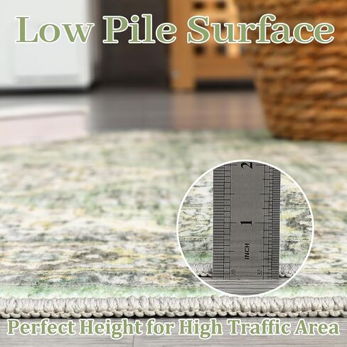 Area Rug 9x12 Machine Washable Rug Non Slip Distressed Rug Stain Resistant Soft Rug Low Pile Foldable Carpet Farmhouse Rug for Living Room Bedroom, Grey in Saudi Arabia