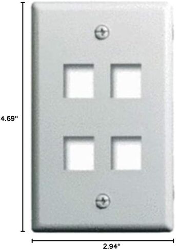 Legrand - OnQ 4 Port Keystone Single Gang Wall Plate, 1 Gang Keystone Wall Plate Supports 4 Keystone Insert, Screw-In Plastic, White, 10 Count, WP3404WH10 in Saudi Arabia