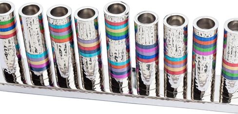 يائير إيمانويل مطروق هانوكا مينورا ألومنيوم نيكل مطرقة حلقات ملونة (HMV-1) يهودية in Kuwait