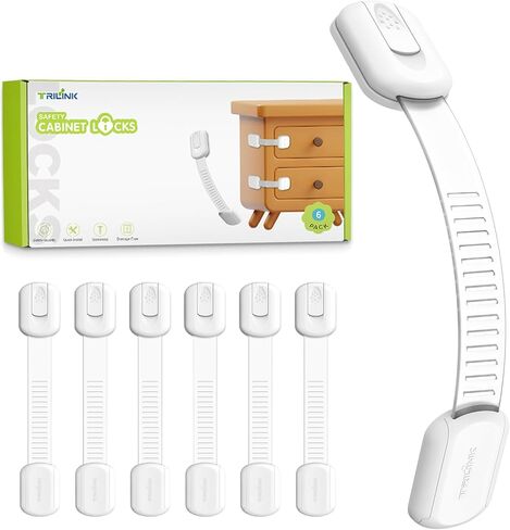 Cabinet Locks Baby Proofing (6 Pack), Adjustable Fridge Locks for Kids, 360° Rotation, Child Proof Baby Safety Locks for Kitchen Cupboards, Doors, Refrigerators, Cabinets, Drawers, Ovens, Toilet in Saudi Arabia