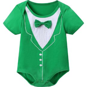A&J DESIGN Baby Boys' Tuxedo Bodysuit With Bowtie Gentleman One-Piece 3-24 Months