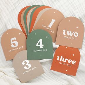 Beautiful Baby Monthly Milestone Cards - The Perfect Cards for Adorable Milestone Pictures of Your Newborn Boy/Girl - 15 Reversible Paper Cards incl. Welcome Home & Hello World Sign are A Great Gift