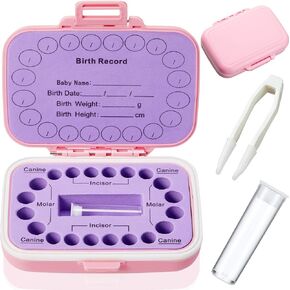 Baby Teeth Keepsake Box for Kids Teeth Saver Box Children Teeth Storage Holder Baby Teeth Organizer Deciduous Teeth Box with Baby Fetal Hair Container and Tweezer for Keeping the Child Memory (Blue)