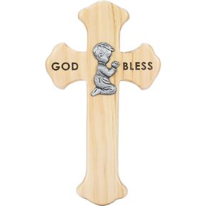 Baptism Gifts for Boys&Girl-Prayerful Wood Cross for Boy&Girl Religious Gifts-First Communion Gifts for Girls&Boy-Catholic Dedication Baptism Gifts for Baby Girl or Kids