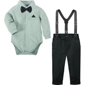 A&J DESIGN Baby Boys Suits Infant Gentleman Formal Wedding Suspenders Outfit with Bowtie