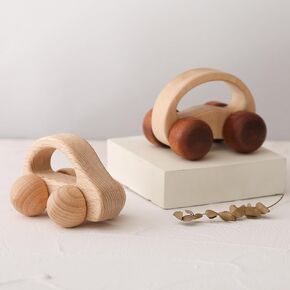 Wooden Baby Car and Airplane Toys,Wood Push Car for Toddler Montessori Baby Grip Toy Car,Gifts for Boys and Girls,Push and Pull Toy Car 3 Pieces