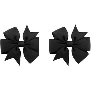 3 Inches Boutique Grosgrain Ribbon Pinwheel Hair Bows for Baby Girls, Toddler Bows Hair Clip Birthday Gifts In Pair (black) in Kuwait