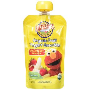 عصائر الزبادي بالفواكه من Earth's Best Sesame Street - الفراولة والموز - 4.2 أونصة - 6 عبوات