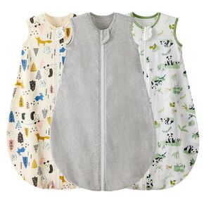 Duomiaomiao 3 Pack Baby Sleep Sack 0-6 Months 100% Cotton 0.5 TOG Lightweight Baby Wearable Blanket, Breathable Comfy Toddler Sleeping Sack