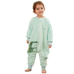 MICHLEY Flannel Toddler Sleeping Bag, Brown Bear Long Sleeve Zipper Wearable Toddler Sleeping Sack with Feet for Boys Girls,2-3 Years,Size 100
