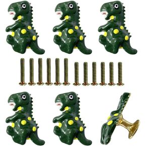 6 Pcs Dresser Knobs Animal Knobs Kids Dresser Handle Dresser for Kids Bedroom Furniture Door Single Hole Pulls for Wardrobe Cabinet Closet Cupboard(Dinosaur)