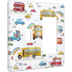 Forest Animals Cute Cartoon 1 Gang Decorative light switch plate Blank Wall Plate No Device Switchplate Electrical Faceplate for Nursery Kidsroom Bedroom Decor
