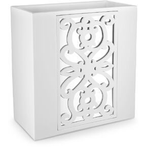 Creative Scents White Bathroom Trash Can - Decorative Bathroom Wastebasket - Mirrored Waste Basket for Bathroom, Bedroom