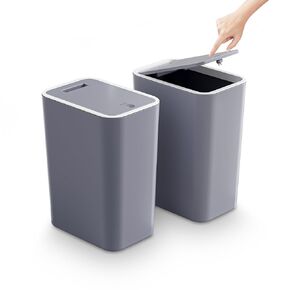 2 Packs Bathroom Trash Can with Lid, 4 Gallons/15 Liters Waste Basket with Slow Pop-Up Lid, Dog Proof Trash Bins, Slim Garbage Can for Toilet, Office, Kitchen, Bedroom, Living Room, Craft Room-White