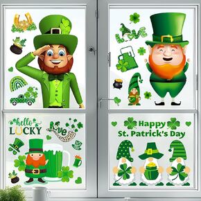 St Patricks Day Window Clings, Shamrock Stickers for St Patricks Day Decorations, 150Pcs Reusable Static Spring Window Clings Décor