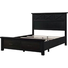 Merax Modern Farmhouse Solid Wood Platform Bed with Headboard Queen Bed Frame with Slat Support/Easy Assemble Coffee