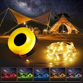 ARNVCS Camping String Lights, 2 in 1 Portable Outdoor Light with 8 Lighting Modes, IP65 Waterproof, 3600mAh Power Bank for Mobile Charging, Camping Light for Tent, Camping, Indoor Outdoor Decorating