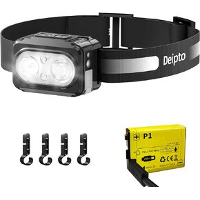 Deipto LED Headlamp Rechargeable, 400 Lumens Head Lamp with 7 Modes, IPX3 Water Resistant Ultralight Headlamp for Running, Camping, Outdoor, Working (Batteries Included)