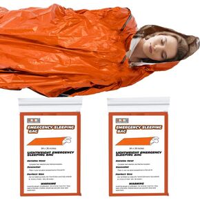 Emergency Sleeping Bags (2-Pack) Survival Sleeping Bag - Portable Thermal Sleeping Bags Bivy Sack, Mylar Emergency Blanket Survival Gear