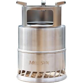 موقد خشب للتخييم كبير الحجم من MEETSUN، موقد حرق الخشب المحمول من الفولاذ المقاوم للصدأ، موقد على الظهر، موقد نار، موقد كحول صلب للتخييم، التنزه سيرًا على الأقدام، نزهة داخلية، حديقة شواء in Kuwait