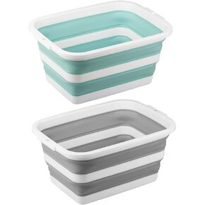 Camping Sink 3.17Gal/ 12L Each, Collapsible Wash Basin, Dish Tub, Ideal for Kitchen, Household, Garden and Camping, Set of 2