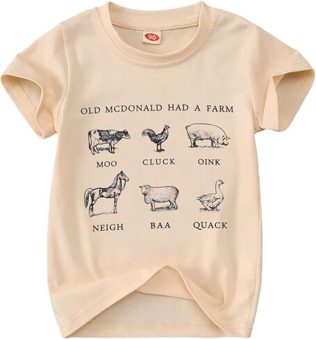 Toddler Baby Boys Girls Farm Shirt Cute Animals Graphic Short Sleeve T-Shirt Kids Funny Letter Print Summer Tee Tops in Kuwait
