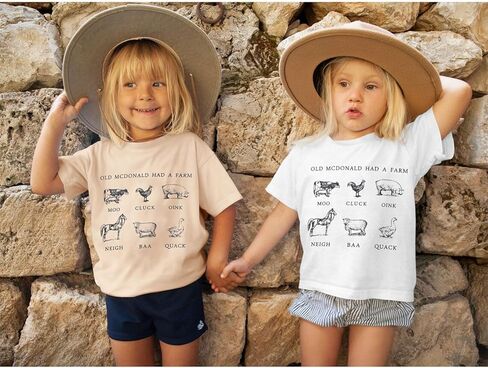 Toddler Baby Boys Girls Farm Shirt Cute Animals Graphic Short Sleeve T-Shirt Kids Funny Letter Print Summer Tee Tops in Kuwait