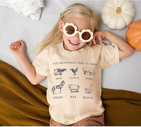 Toddler Baby Boys Girls Farm Shirt Cute Animals Graphic Short Sleeve T-Shirt Kids Funny Letter Print Summer Tee Tops in Kuwait
