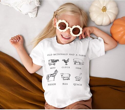 Toddler Baby Boys Girls Farm Shirt Cute Animals Graphic Short Sleeve T-Shirt Kids Funny Letter Print Summer Tee Tops in Kuwait