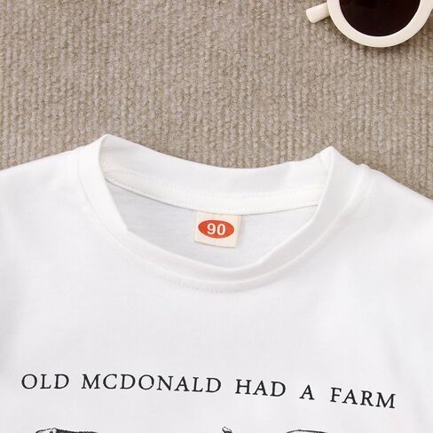 Toddler Baby Boys Girls Farm Shirt Cute Animals Graphic Short Sleeve T-Shirt Kids Funny Letter Print Summer Tee Tops in Kuwait