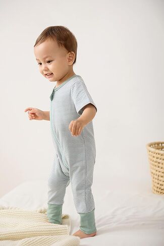 مجموعة من قطعتين من ملابس الأطفال الصغار بسحاب من القطن بأكمام قصيرة وسحاب في اتجاهين وقطعة واحدة in Kuwait