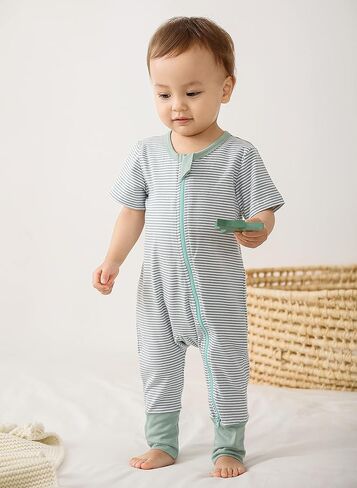 مجموعة من قطعتين من ملابس الأطفال الصغار بسحاب من القطن بأكمام قصيرة وسحاب في اتجاهين وقطعة واحدة in Kuwait