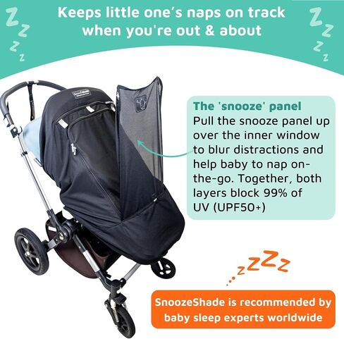 SnoozeShade Plus Extra (6-9 أشهر حتى 3 سنوات) – مظلة شمسية عالمية لعربات الأطفال للسفر والمظلة وعربات الركض؛ أساسيات سفر الأطفال والرضع؛ يحجب بأمان ما يصل إلى 99% من الأشعة فوق البنفسجية in Saudi Arabia