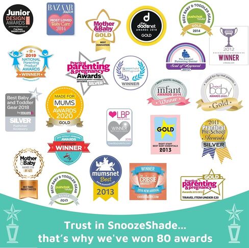 SnoozeShade Plus Extra (6-9 أشهر حتى 3 سنوات) – مظلة شمسية عالمية لعربات الأطفال للسفر والمظلة وعربات الركض؛ أساسيات سفر الأطفال والرضع؛ يحجب بأمان ما يصل إلى 99% من الأشعة فوق البنفسجية in Saudi Arabia