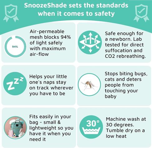 SnoozeShade Plus Extra (6-9 أشهر حتى 3 سنوات) – مظلة شمسية عالمية لعربات الأطفال للسفر والمظلة وعربات الركض؛ أساسيات سفر الأطفال والرضع؛ يحجب بأمان ما يصل إلى 99% من الأشعة فوق البنفسجية in Saudi Arabia