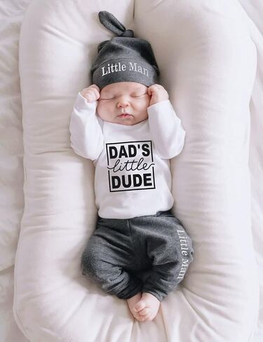 Fommy Newborn Baby Boy Clothes New to The Crew Letter Print Romper+ Pants+Hat 3PCS Outfit in Saudi Arabia
