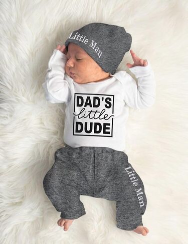 Fommy Newborn Baby Boy Clothes New to The Crew Letter Print Romper+ Pants+Hat 3PCS Outfit in Saudi Arabia