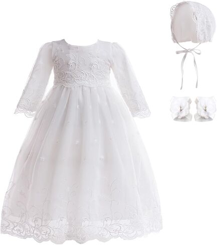 فستان تعميد أبيض للفتيات الصغيرات من الدانتيل لحفلات الزفاف الرسمية للأطفال الرضع in Kuwait