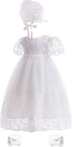 فستان تعميد أبيض للفتيات الصغيرات من الدانتيل لحفلات الزفاف الرسمية للأطفال الرضع in Kuwait