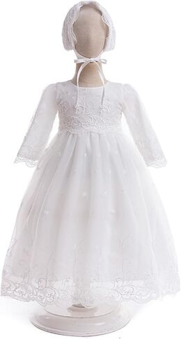 فستان تعميد أبيض للفتيات الصغيرات من الدانتيل لحفلات الزفاف الرسمية للأطفال الرضع in Kuwait