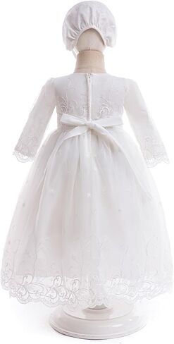 فستان تعميد أبيض للفتيات الصغيرات من الدانتيل لحفلات الزفاف الرسمية للأطفال الرضع in Kuwait