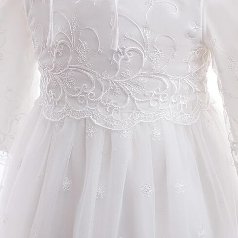 فستان تعميد أبيض للفتيات الصغيرات من الدانتيل لحفلات الزفاف الرسمية للأطفال الرضع in Kuwait
