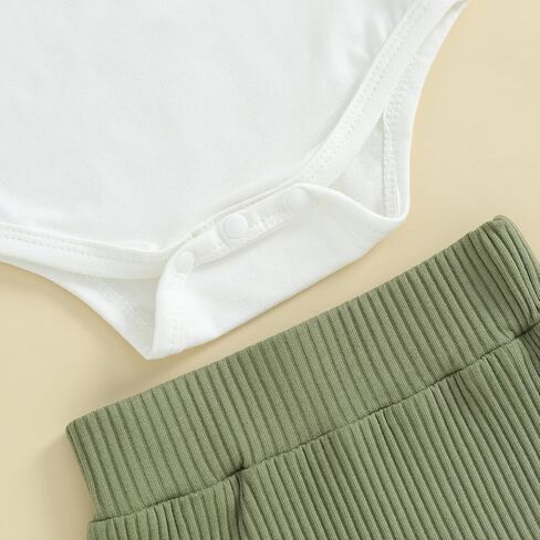 Bowanadacles Newborn Baby Girl St. Patrick's Day Clothes Outfit Four Leaf Clover Short Sleeve Romper Bottom Headband Set in Kuwait