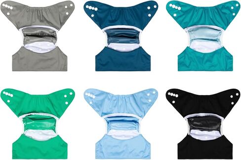 ALVABABY 6pcs Cloth Diaper Covers &1 Wet Dry Bag, Washable Reusable Cloth Diaper Shell for Prefold with Multi-Functional Bag, Flat or Fitted Diaper Inserts 6NKZ04 in Kuwait