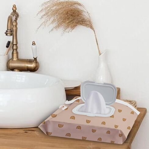 3pack baby wipes dispenser， wipe container for travel，cute style Reusable Portable Wipe Holder，Refillable Wet Wipe Pouch(boho rainbow sun style) in Kuwait