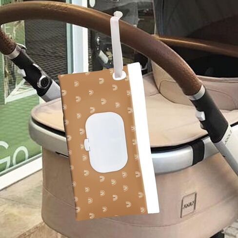 3pack baby wipes dispenser， wipe container for travel，cute style Reusable Portable Wipe Holder，Refillable Wet Wipe Pouch(boho rainbow sun style) in Kuwait