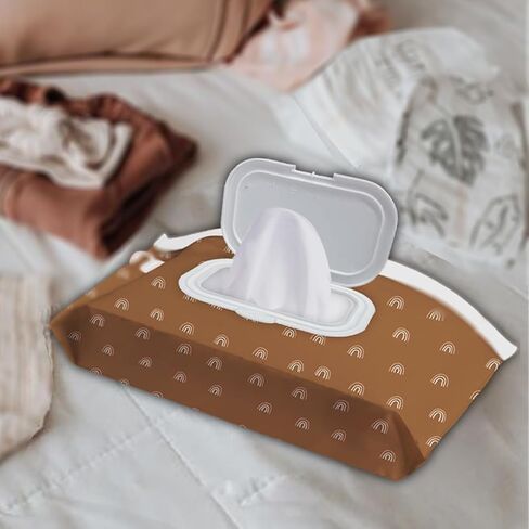 3pack baby wipes dispenser， wipe container for travel，cute style Reusable Portable Wipe Holder，Refillable Wet Wipe Pouch(boho rainbow sun style) in Kuwait