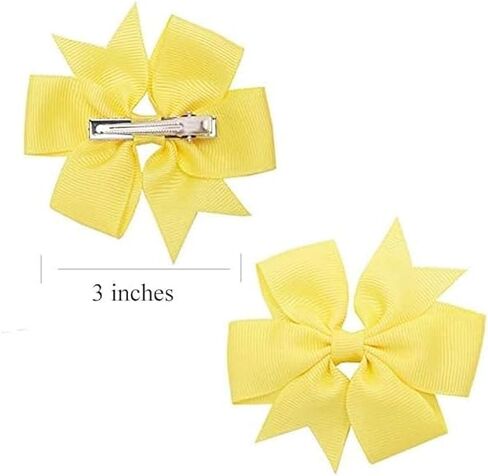 فيونكات شعر على شكل دولاب من شريط Grosgrain مقاس 3 بوصات للفتيات الصغيرات، مشبك شعر فيونكات للأطفال الصغار هدايا عيد ميلاد في زوج (أسود) in Saudi Arabia