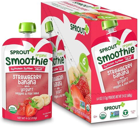 عصير سبراوت العضوي للأطفال الصغار، موز الفراولة مع الزبادي، كيس 118 مل (عبوة من 6 قطع) in Kuwait